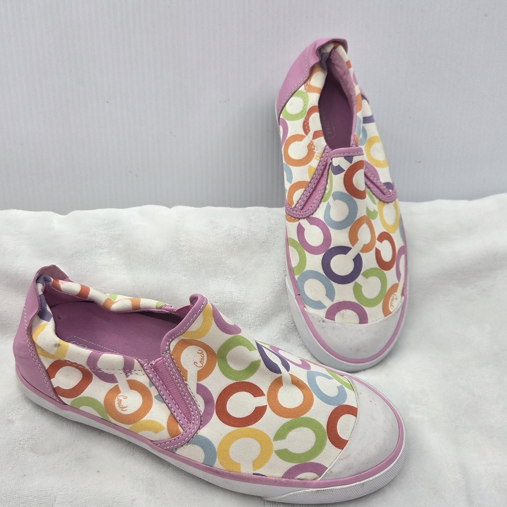 Coach‎ Leatherware Slip-On Sneakers Multicolor C Logo Women’s 6.5B